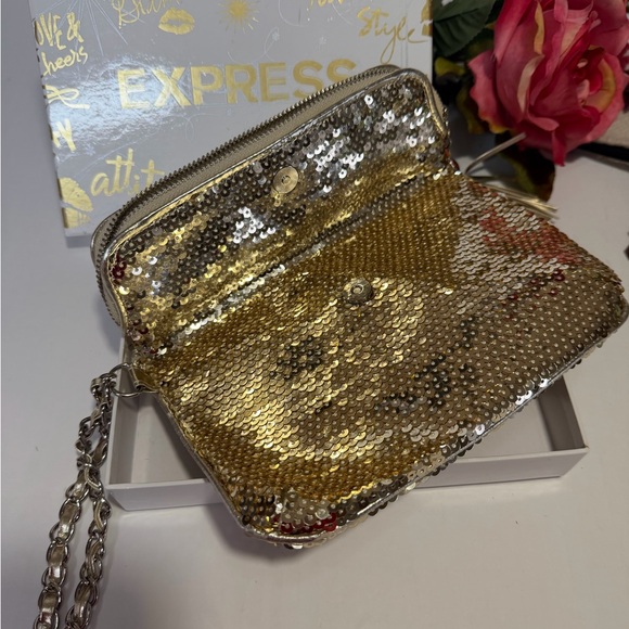 Express Shimmering Gold Sequin Wristlet - Picture 2 of 3